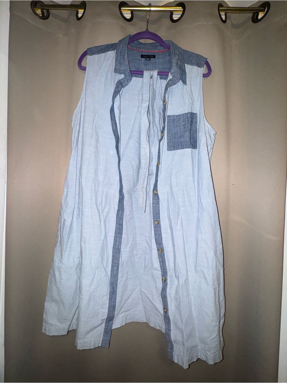 Tommy Hilfiger Light Blue and Denim Blue Contrast Shirt Dress